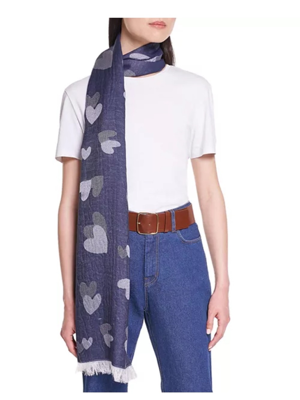Weekend Max Mara Sky Blue Frayed-Edge Scarf